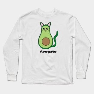 Avogato Cat Avocado Pun Joke Funny Illustration Long Sleeve T-Shirt